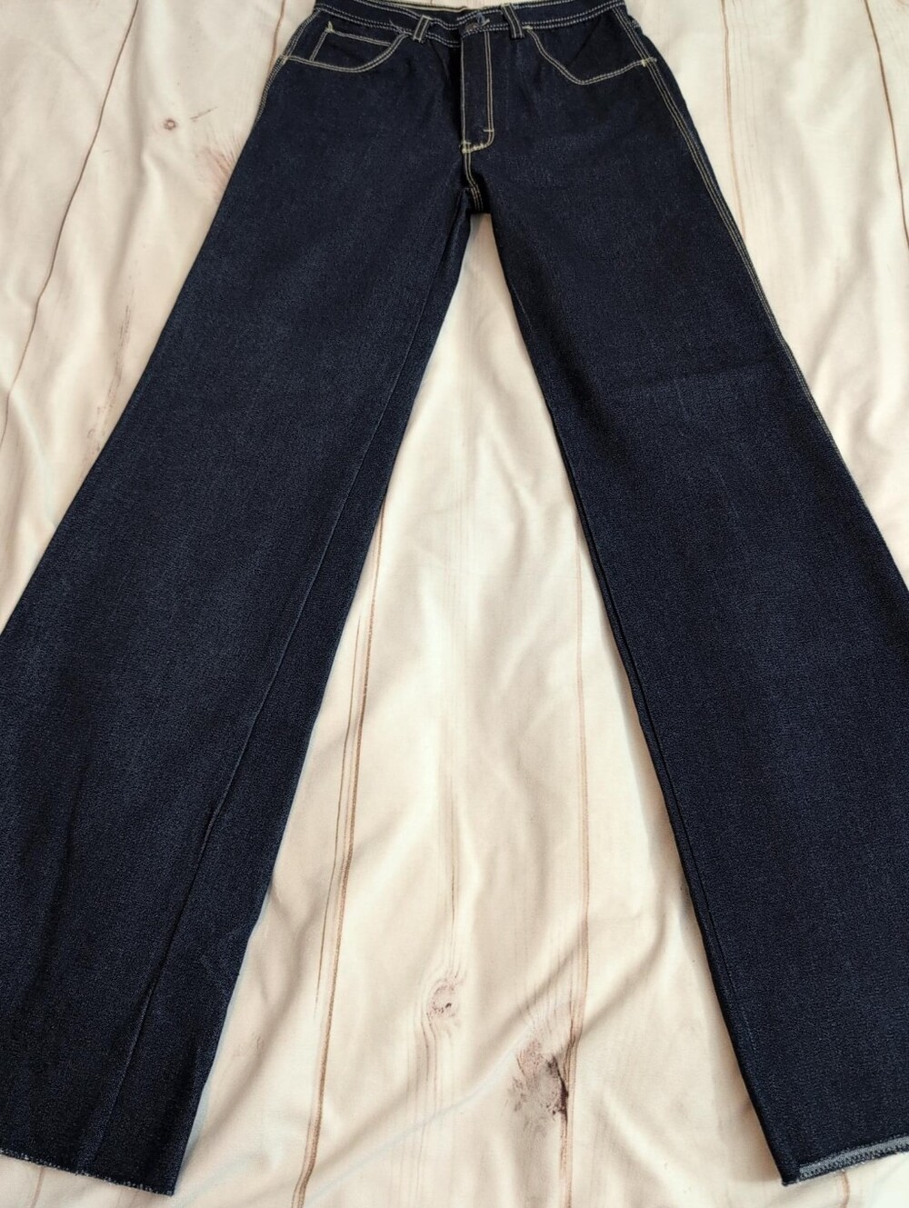 Vintage 70s Graffiti Jeans Size 30 Dark Wash Bell Bottom Flare High Rise 34.5"